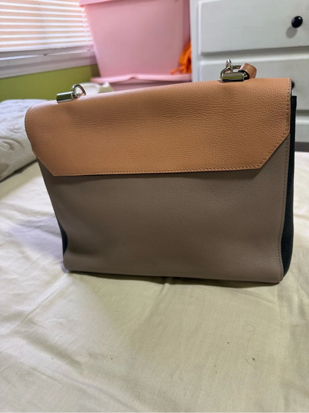 LOUIS VUITTON Lockme II BB Pebbled Leather Crossbody Bag Peach
